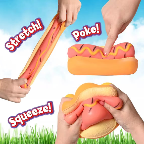 Sunny Days Squish Hot Dog 6-Inch 2 in 1 Squeeze Toy